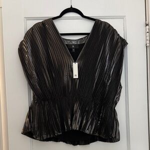 Banana Republic Shimmering Black Pleated Blouse